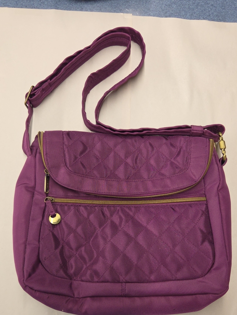 Travelon Quilted Crossbody Bag in Plum